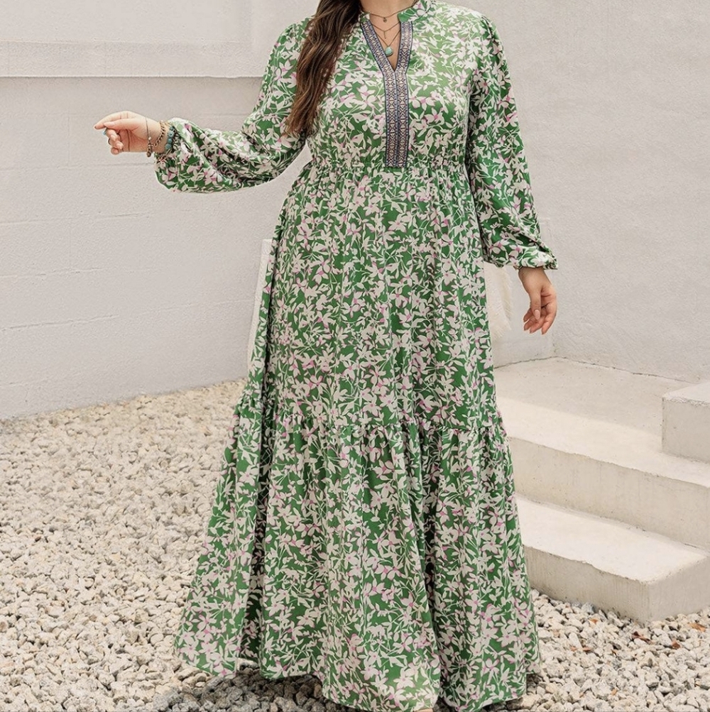RusttyDustty Foral Green Maxi Dress